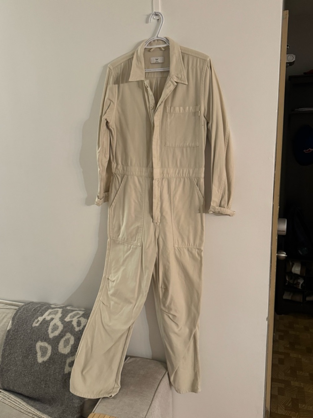 TNA Cream Beige Utility Jumpsuit